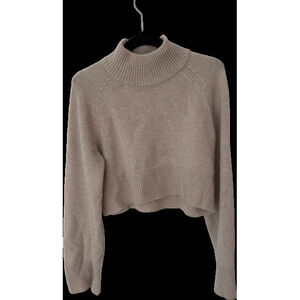 Reformation Cropped beige turtleneck sweater
